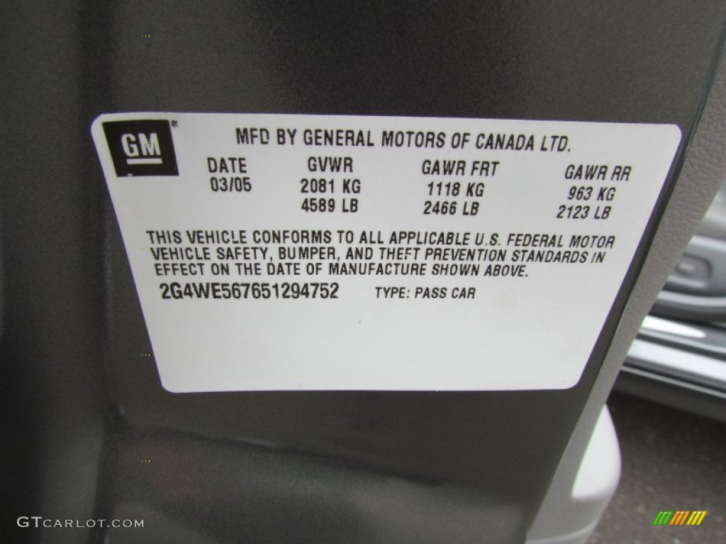 2005 Buick LaCrosse CXS Info Tag Photos