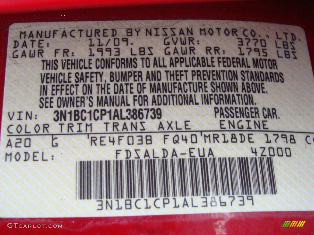 2010 Versa Color Code A20 for Red Alert Photo #56534248