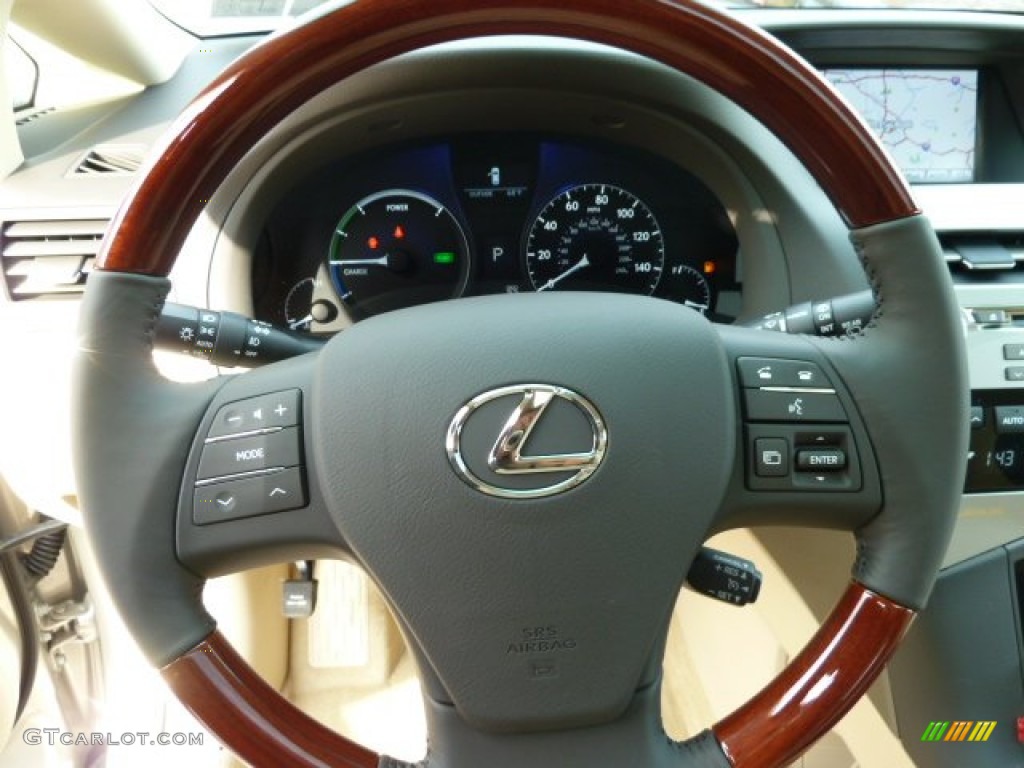2012 Lexus RX 450h AWD Hybrid Parchment Steering Wheel Photo #56534746