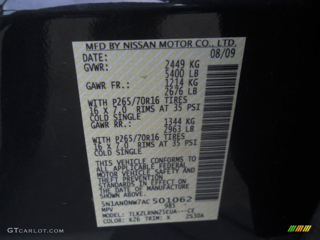 2010 Xterra Color Code K26 for Night Armor Metallic Photo #56539267