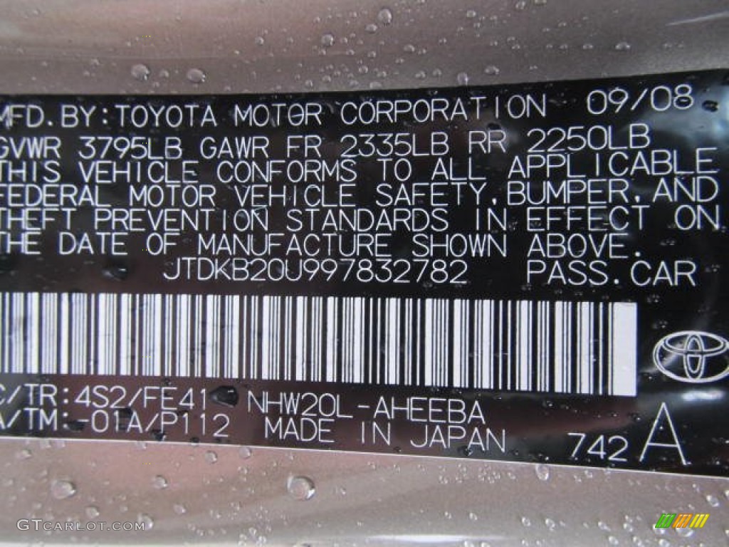 2009 Prius Color Code 4S2 for Driftwood Pearl Photo #56541688