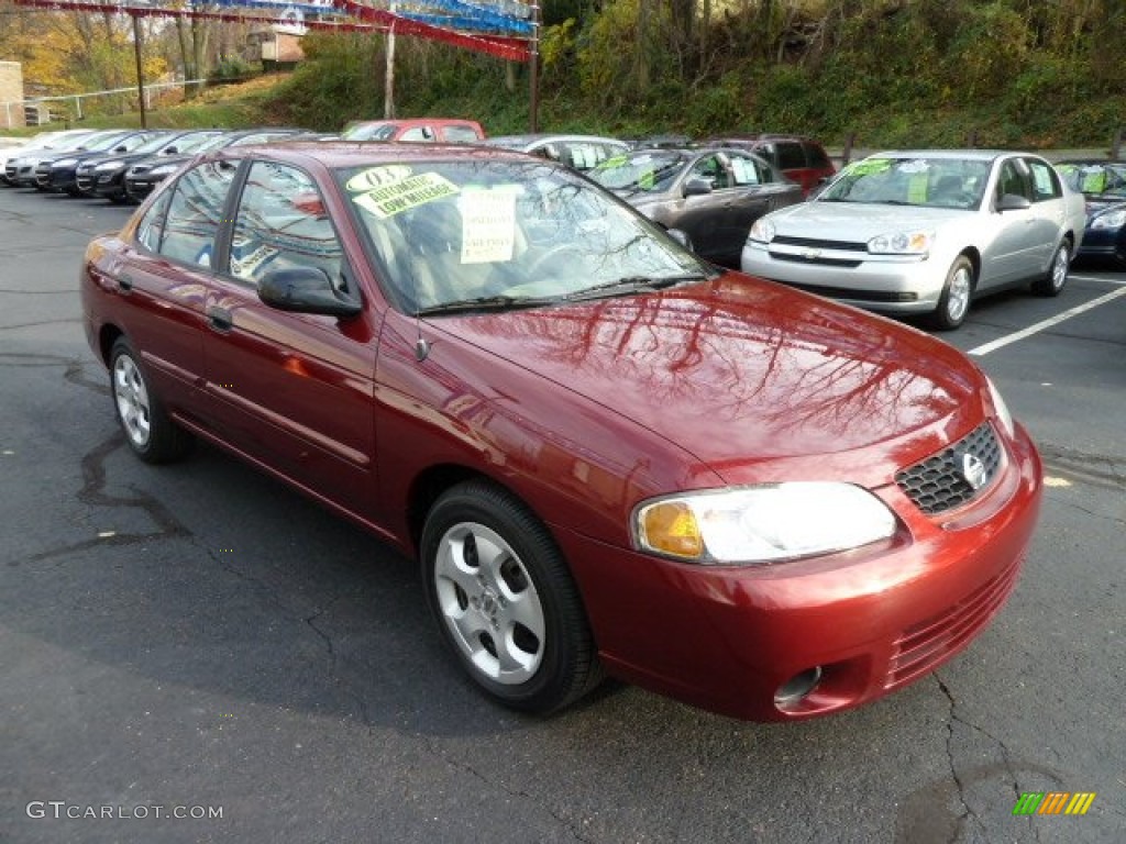 2003 Sentra XE - Inferno Red / Sand Beige photo #10