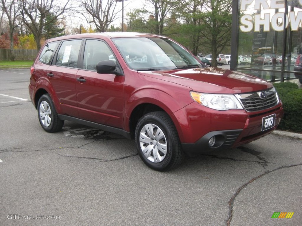 2009 Forester 2.5 X - Camellia Red Pearl / Black photo #1