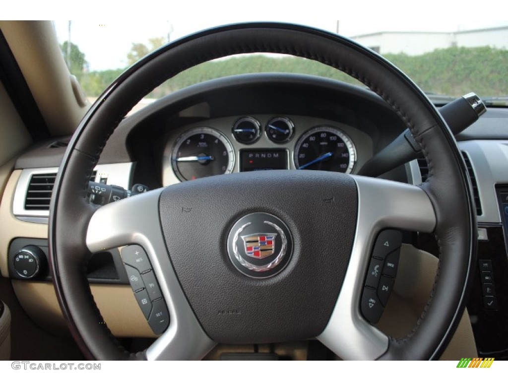 2012 Cadillac Escalade Luxury Cashmere/Cocoa Steering Wheel Photo #56548831