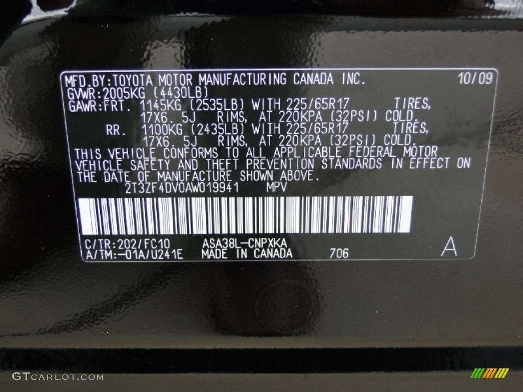 2010 RAV4 Color Code 202 for Black Photo #56549617