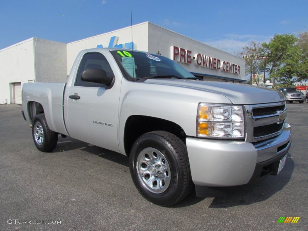 2010 Silverado 1500 LS Regular Cab - Sheer Silver Metallic / Dark Titanium photo #1