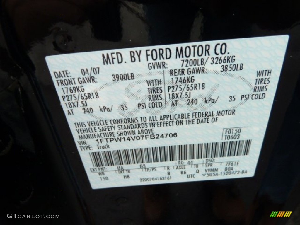2007 F150 Color Code UA for Black Photo #56568462