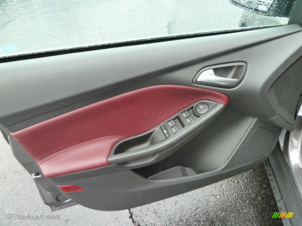 2012 Ford Focus Titanium 5-Door Tuscany Red Leather Door Panel Photo #56569344