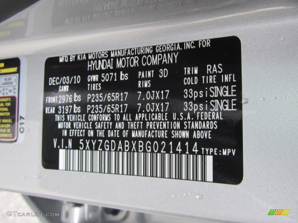 2011 Santa Fe Color Code 3D for Moonstone Silver Photo #56570250