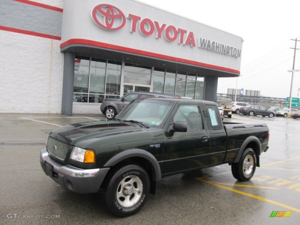 2001 Ranger XLT SuperCab 4x4 - Woodland Green Metallic / Medium Prairie Tan photo #1