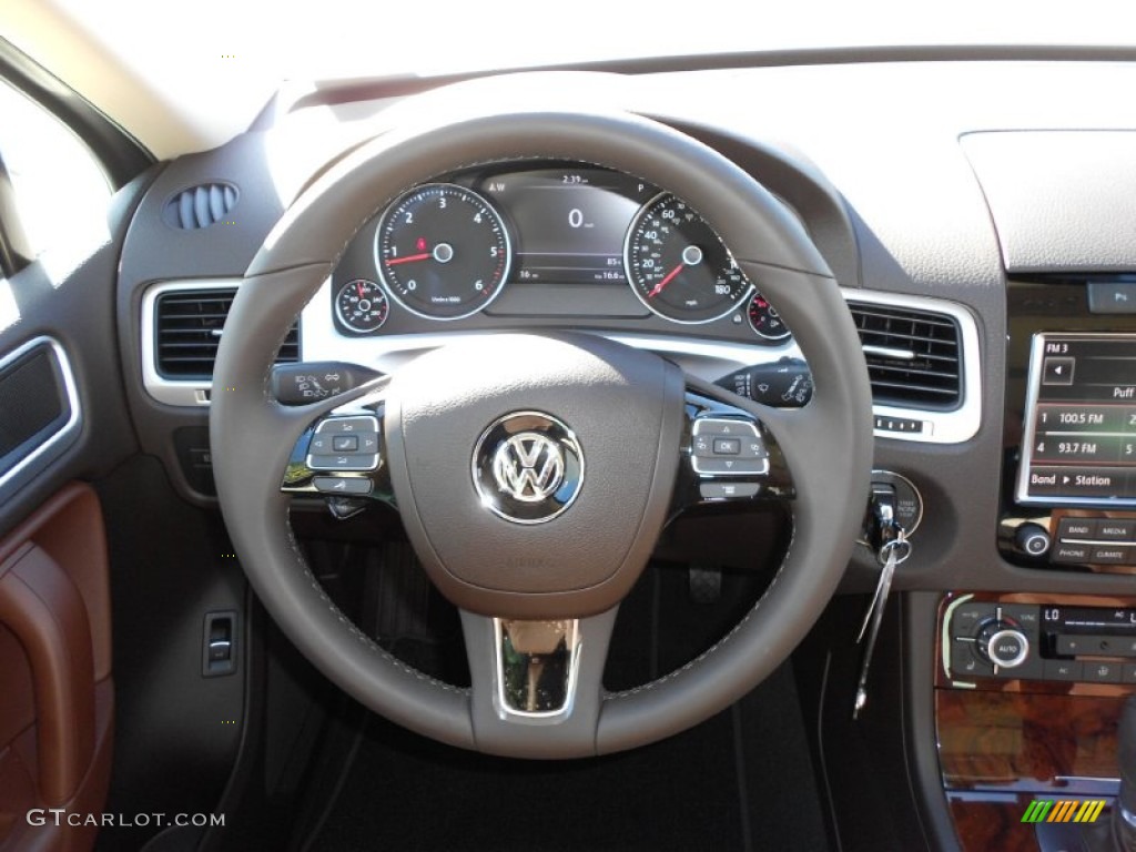 2012 Volkswagen Touareg TDI Lux 4XMotion Saddle Brown Steering Wheel Photo #56576016