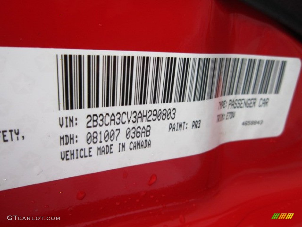 2010 Charger Color Code PR3 for TorRed Photo #56582171