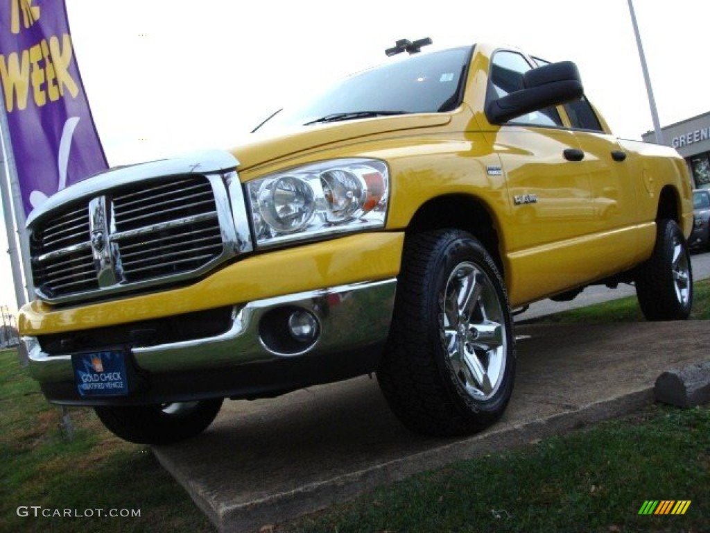 2008 Ram 1500 Big Horn Edition Quad Cab 4x4 - Detonator Yellow / Medium Slate Gray photo #1