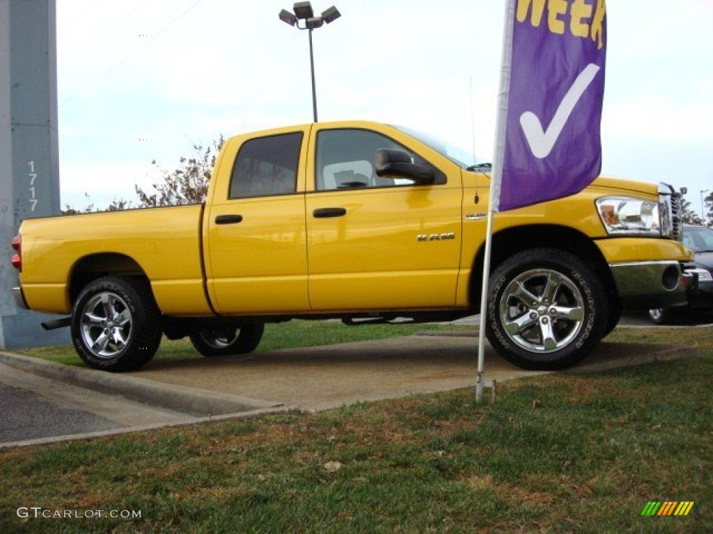 2008 Ram 1500 Big Horn Edition Quad Cab 4x4 - Detonator Yellow / Medium Slate Gray photo #6