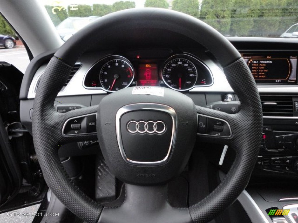 2010 Audi A5 2.0T quattro Coupe Black Steering Wheel Photo #56587299