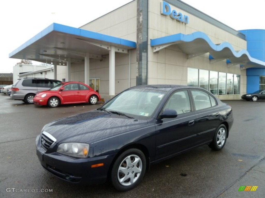 2006 Elantra GLS Sedan - Moonlit Dark Blue / Beige photo #1