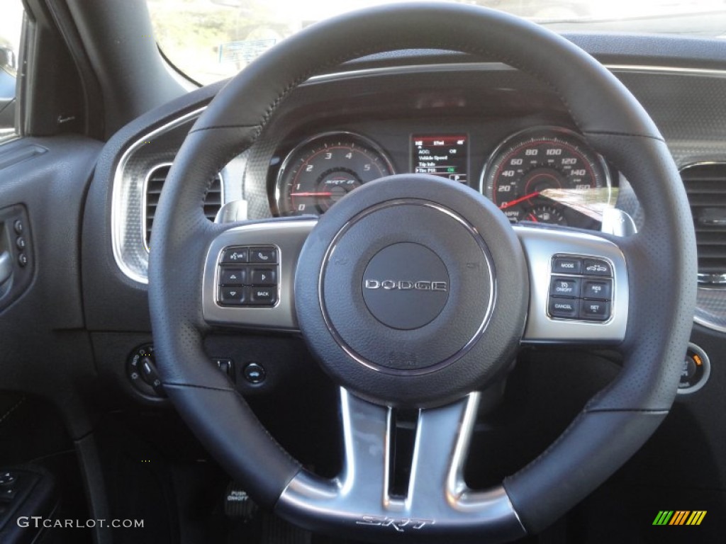 2012 Dodge Charger SRT8 Black Steering Wheel Photo #56587590