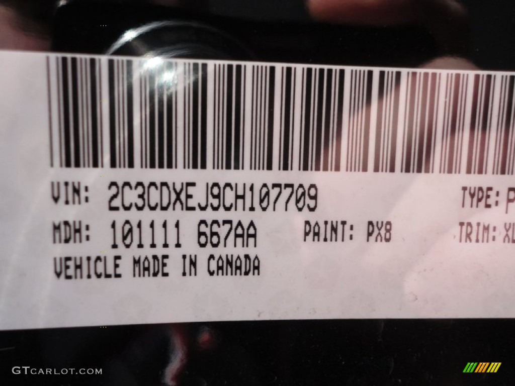2012 Charger Color Code PX8 for Pitch Black Photo #56587758