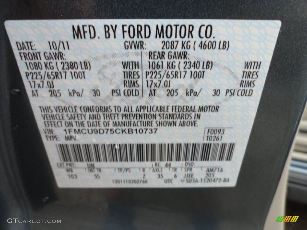 2012 Escape Color Code UN for Steel Blue Metallic Photo #56589024