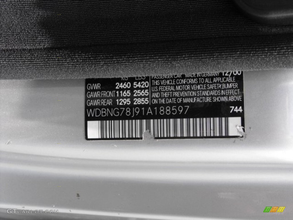 2001 S Color Code 744 for Brilliant Silver Metallic Photo #56590110