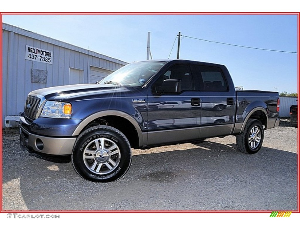 2006 F150 Lariat SuperCrew 4x4 - Medium Wedgewood Blue Metallic / Tan photo #1