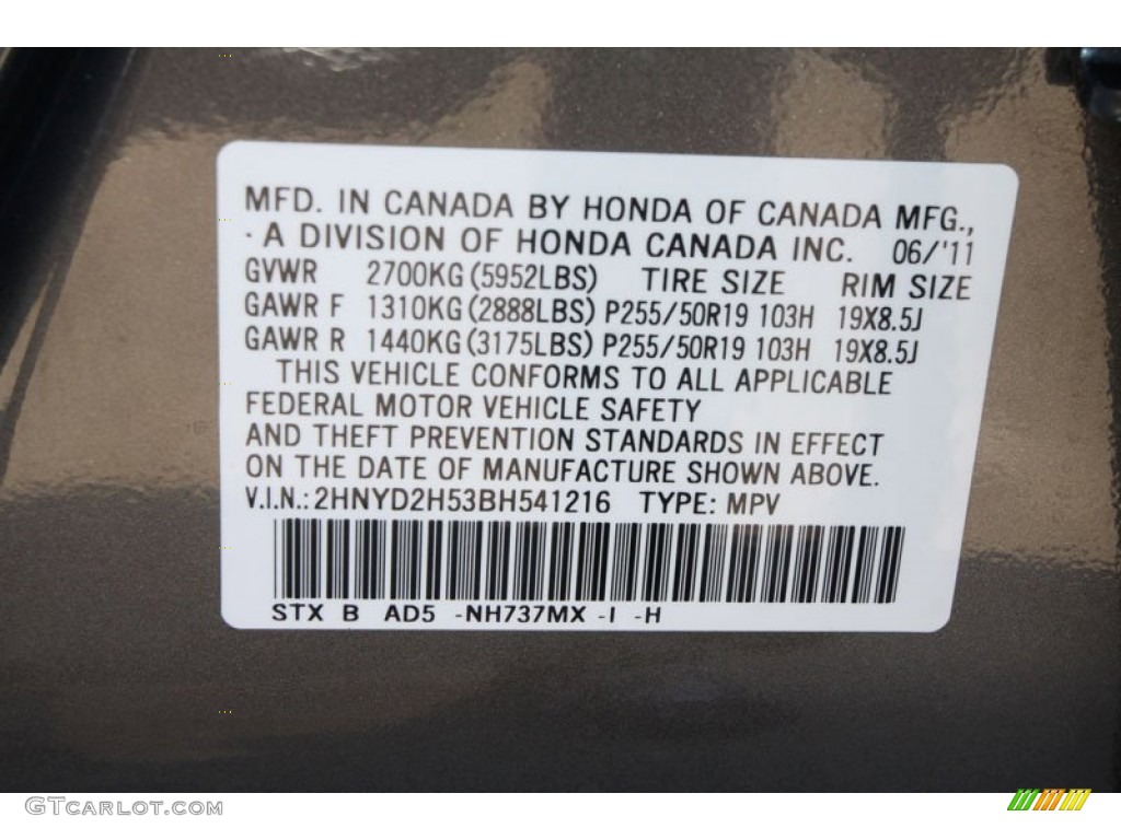 2011 MDX Color Code NH737MX for Polished Metal Metallic Photo #56597379