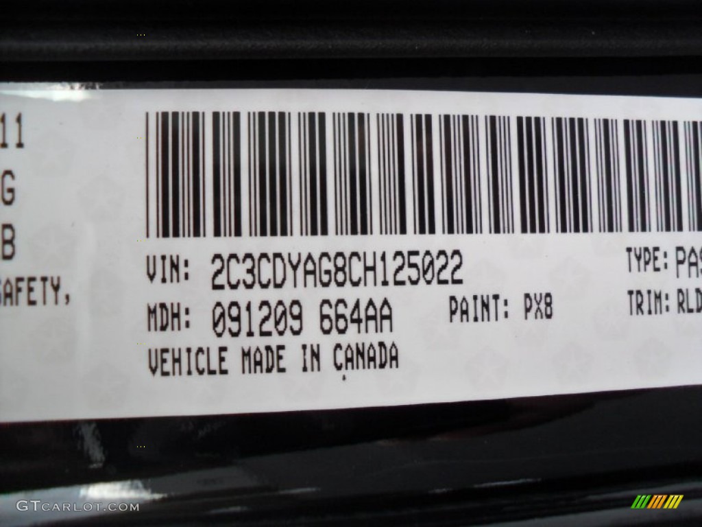 2012 Challenger Color Code PX8 for Pitch Black Photo #56598079