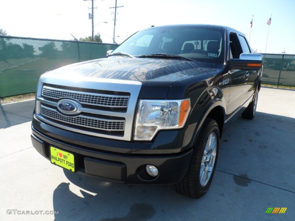 2010 F150 Platinum SuperCrew - Tuxedo Black / Sienna Brown Leather/Black photo #7