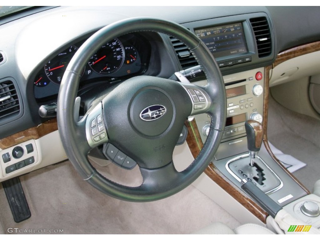 2008 Subaru Legacy 3.0R Limited Warm Ivory Steering Wheel Photo #56600748