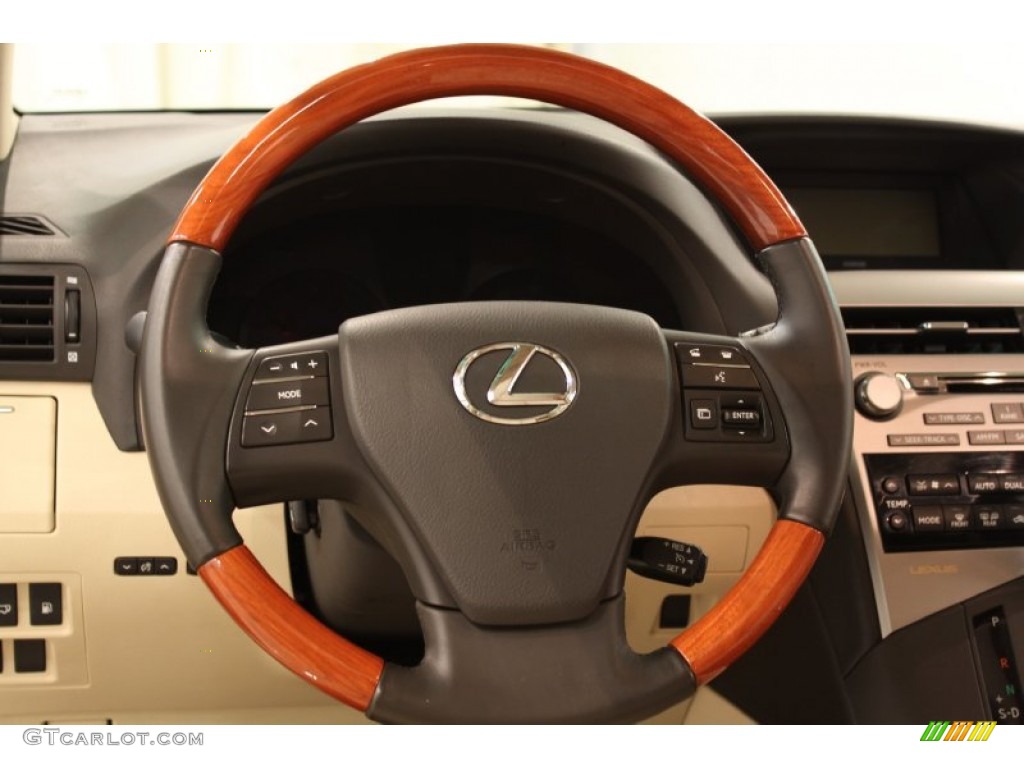 2010 Lexus RX 350 AWD Parchment/Brown Walnut Steering Wheel Photo #56600781