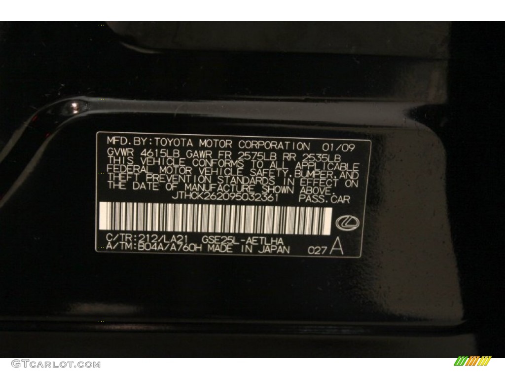 2009 IS Color Code 212 for Obsidian Black Photo #56602017