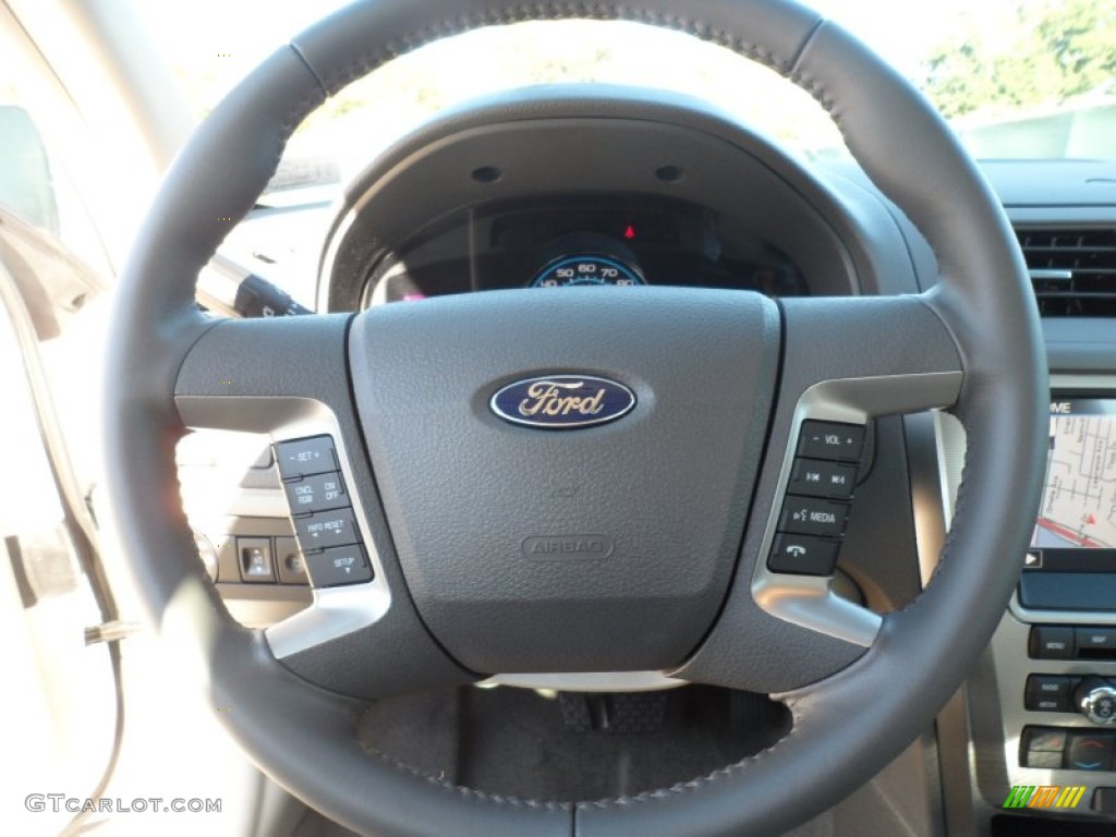 2012 Ford Fusion Hybrid Medium Light Stone Steering Wheel Photo #56603946