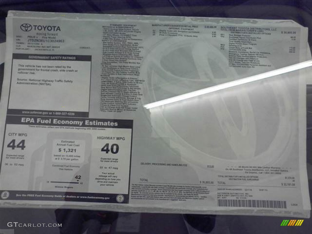 2012 Toyota Prius v Five Hybrid Window Sticker Photo #56608260