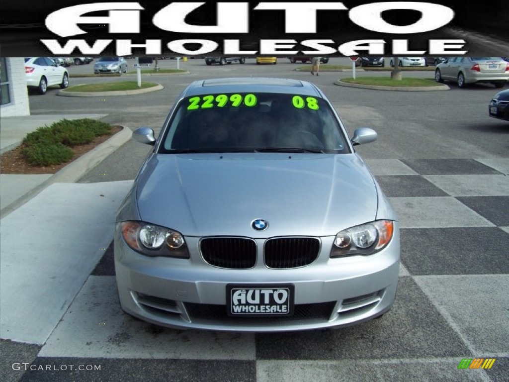 2008 1 Series 128i Coupe - Titanium Silver Metallic / Black photo #2