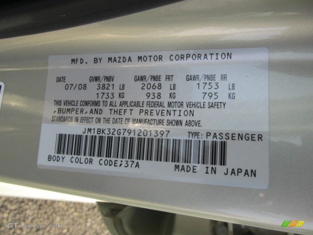 2009 MAZDA3 Color Code 37A for Golden Sand Metallic Photo #56613924