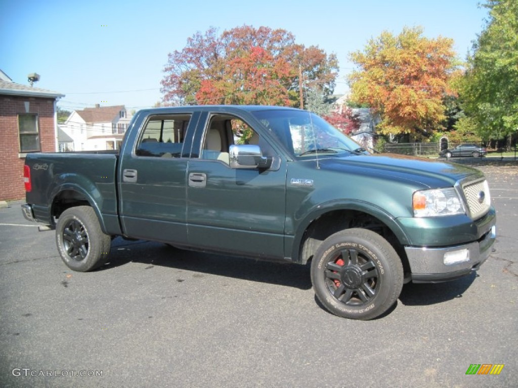 2004 F150 Lariat SuperCrew 4x4 - Aspen Green Metallic / Tan photo #11