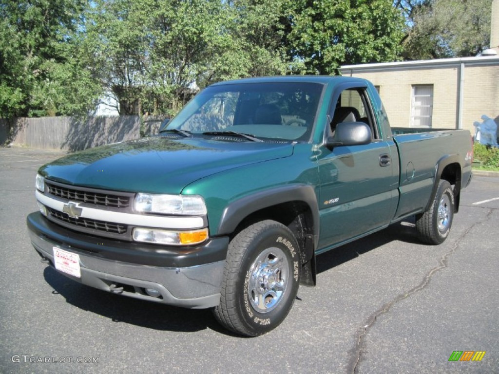 2000 Silverado 1500 LS Regular Cab 4x4 - Meadow Green Metallic / Graphite photo #2