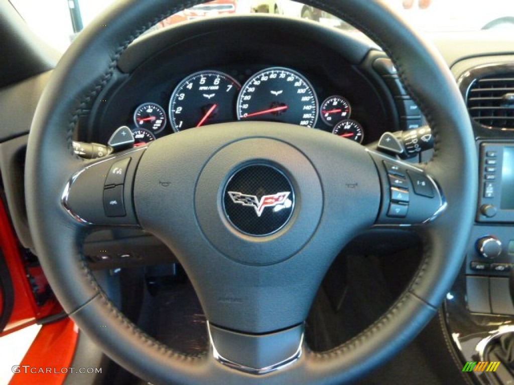 2012 Chevrolet Corvette Coupe Ebony Steering Wheel Photo #56639901