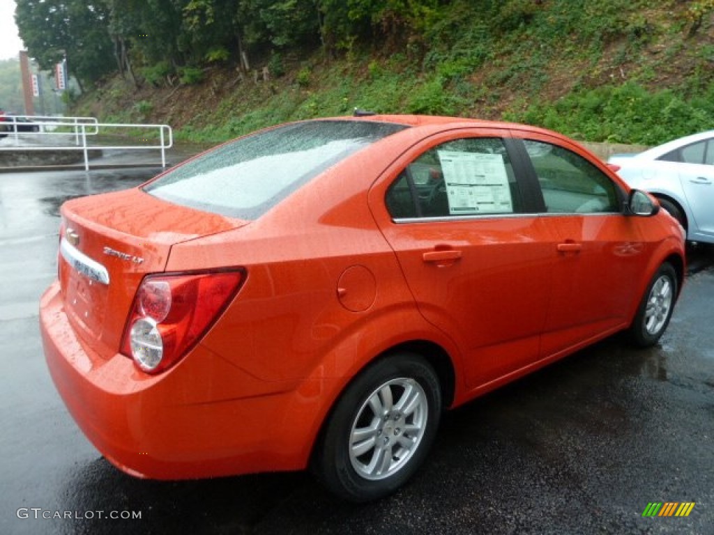 Inferno Orange Metallic 2012 Chevrolet Sonic LT Sedan Exterior Photo #56640711