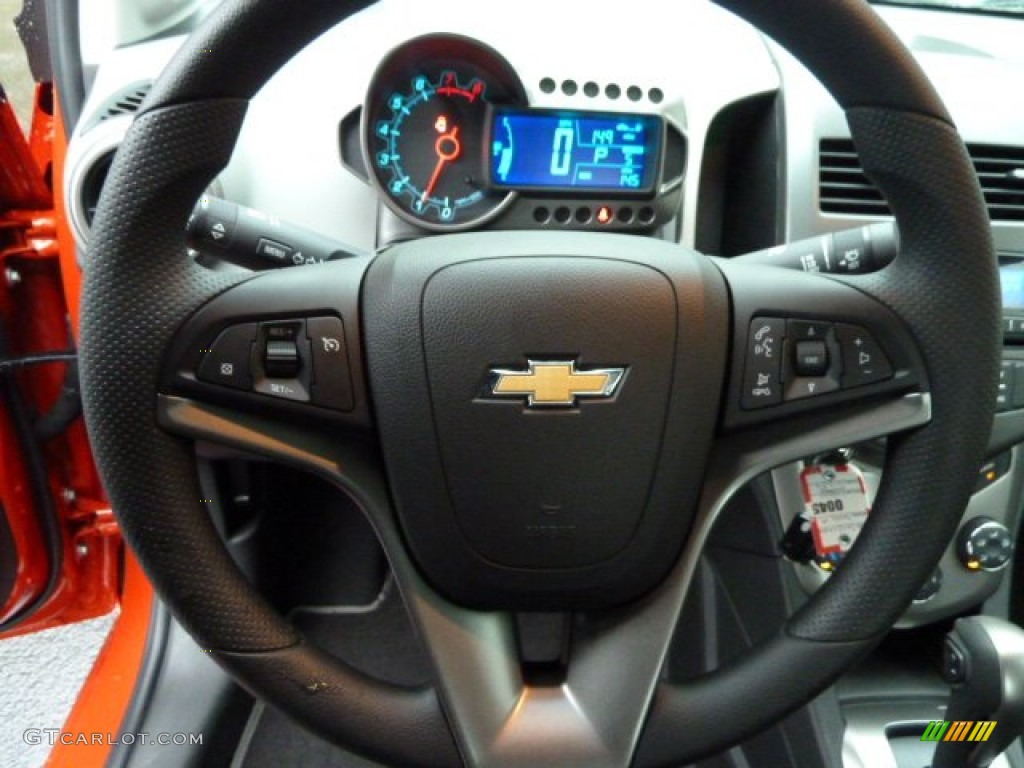 2012 Chevrolet Sonic LT Sedan Jet Black/Dark Titanium Steering Wheel Photo #56640789