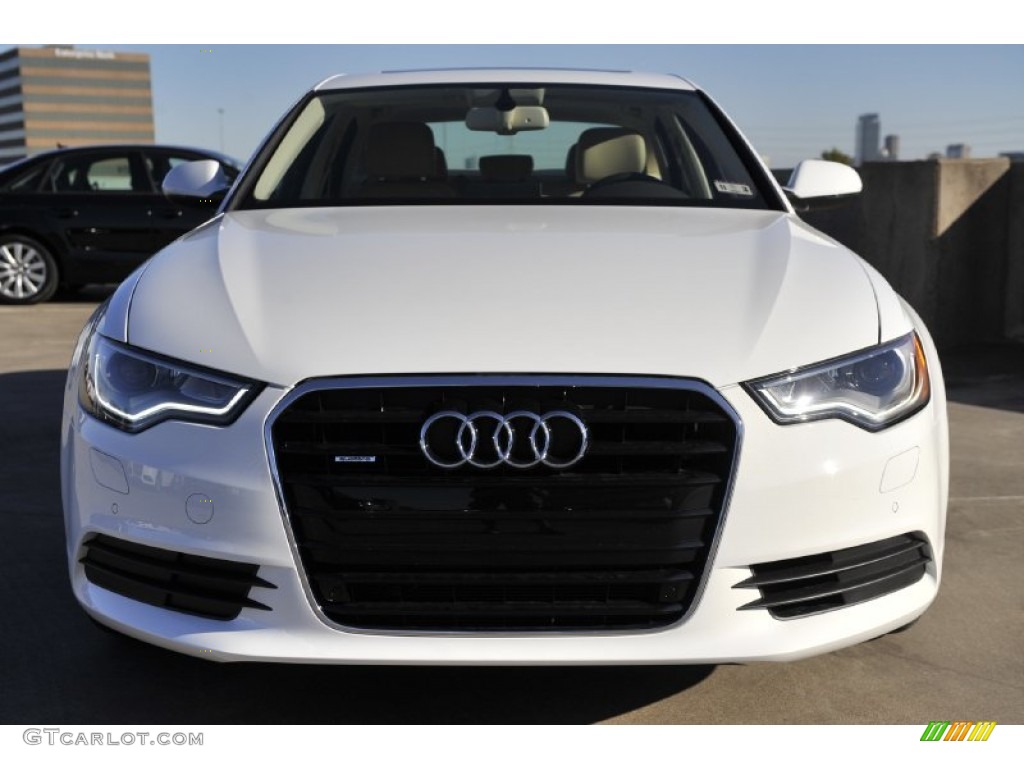 2012 A6 3.0T quattro Sedan - Ibis White / Velvet Beige photo #2