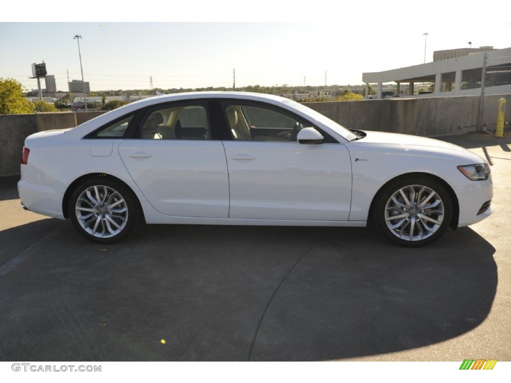 2012 A6 3.0T quattro Sedan - Ibis White / Velvet Beige photo #7