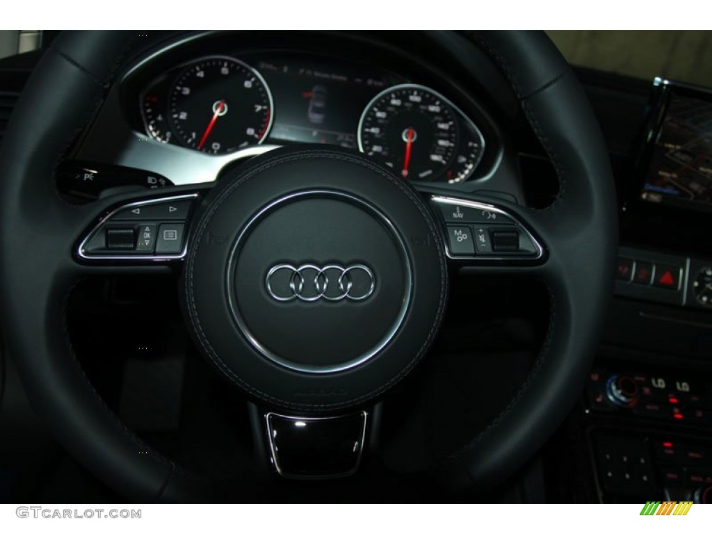 2012 Audi A8 4.2 quattro Black Steering Wheel Photo #56649324