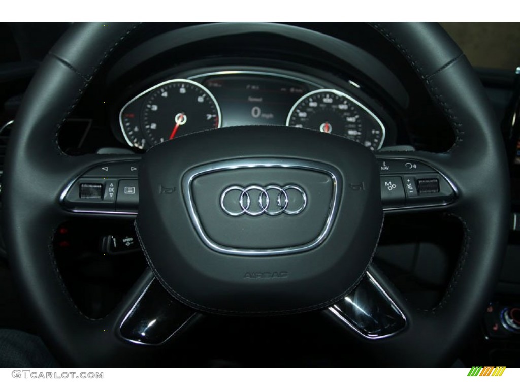 2012 Audi A8 L 4.2 quattro Black Steering Wheel Photo #56649603