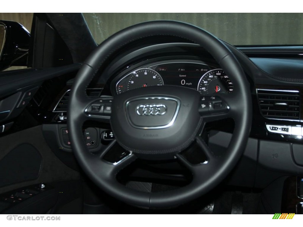 2012 Audi A8 L 4.2 quattro Black Steering Wheel Photo #56649654