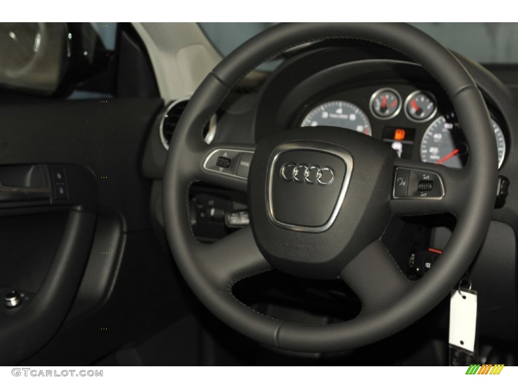2012 Audi A4 2.0T quattro Avant Black Steering Wheel Photo #56650209