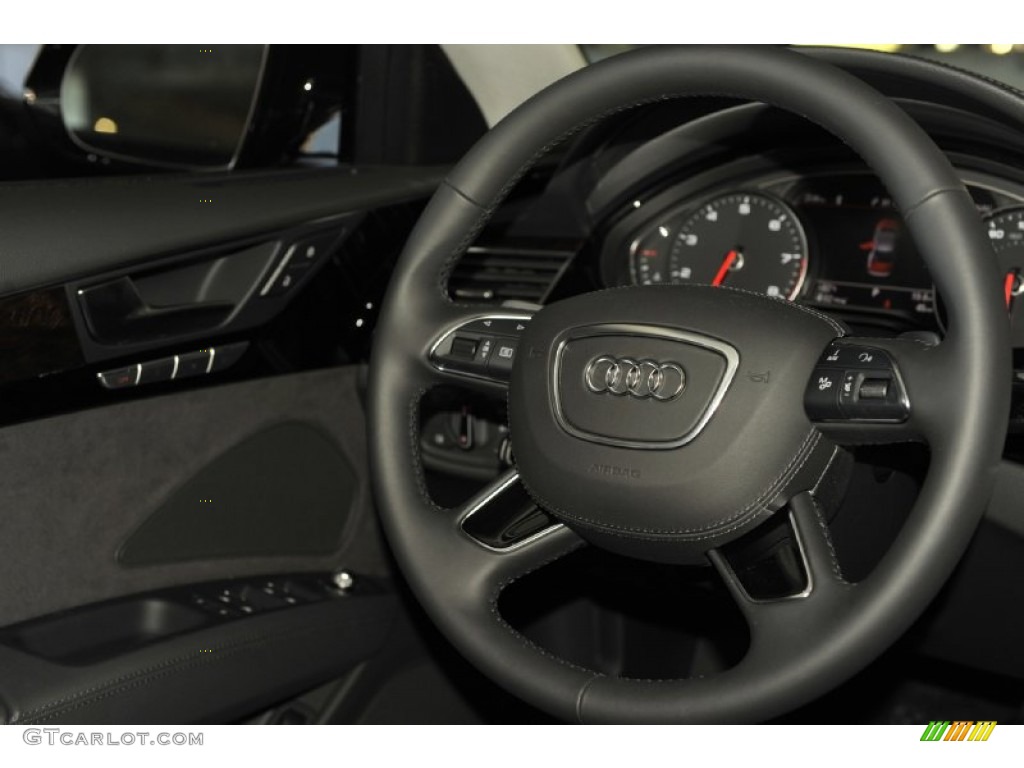 2012 Audi A8 L 4.2 quattro Black Steering Wheel Photo #56652074