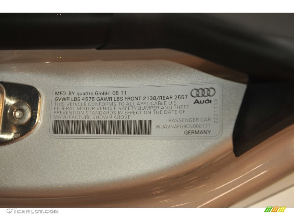 2012 Audi R8 Spyder 5.2 FSI quattro Info Tag Photo #56653566