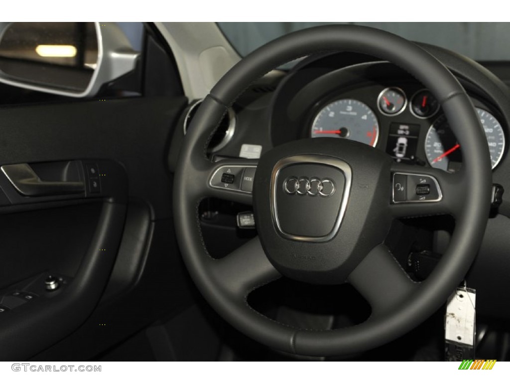 2012 Audi A3 2.0 TDI Black Steering Wheel Photo #56656005