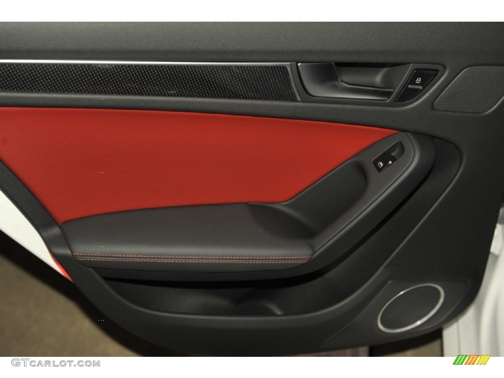 2012 Audi S4 3.0T quattro Sedan Black/Magma Red Door Panel Photo #56656320